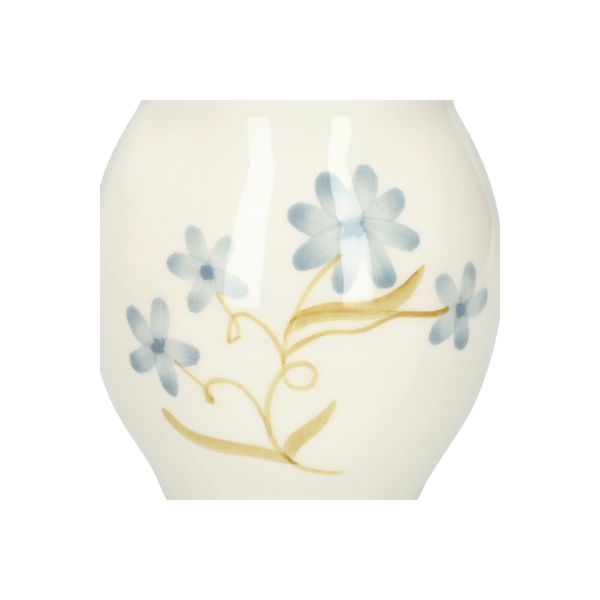 Vase, grès, fleurs d'été peintes à la main, bleu, Ø12 x 19 cm