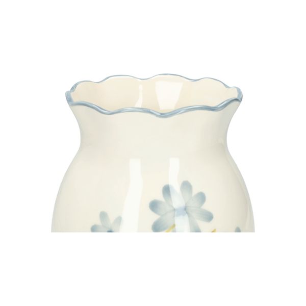 Vase, grès, fleurs d'été peintes à la main, bleu, Ø12 x 19 cm