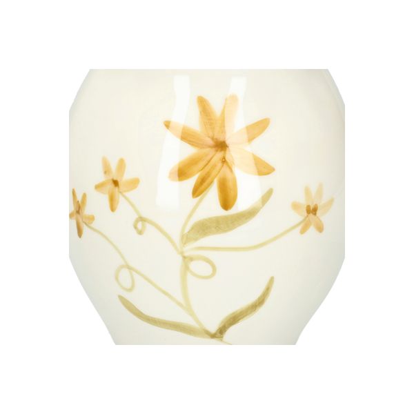 Vase, stoneware, hand-painted summer flowers, green Ø12 x 19 cm