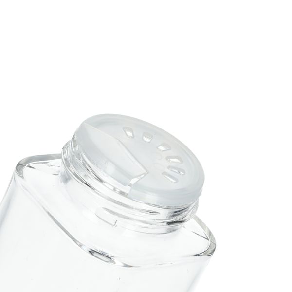 Pot à herbes et épices carré, verre, bouchon en bambou, 120 ml