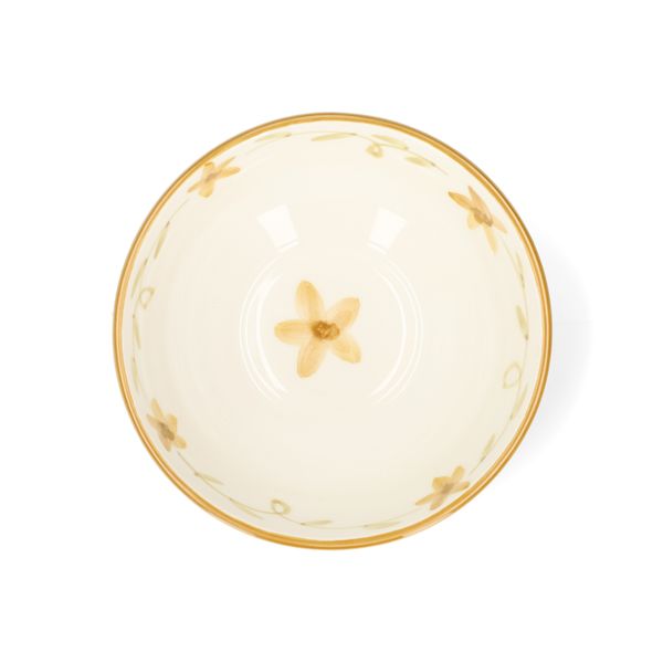 Kom, aardewerk, handbeschilderde bloem, Ø16 cm