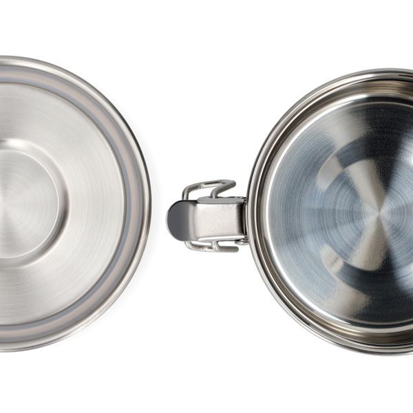 Lunchbox met siliconen ring, RVS, rond, Ø10 cm, 300 ml