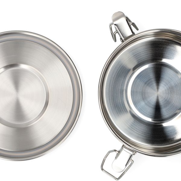 Lunchbox met siliconen ring, RVS, rond, Ø14 cm, 500 ml