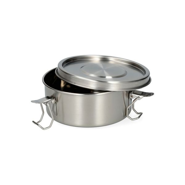 Lunchbox met siliconen ring, RVS, rond, Ø14 cm, 500 ml