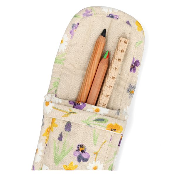 Pencil case, GOTS organic cotton, spring flowers