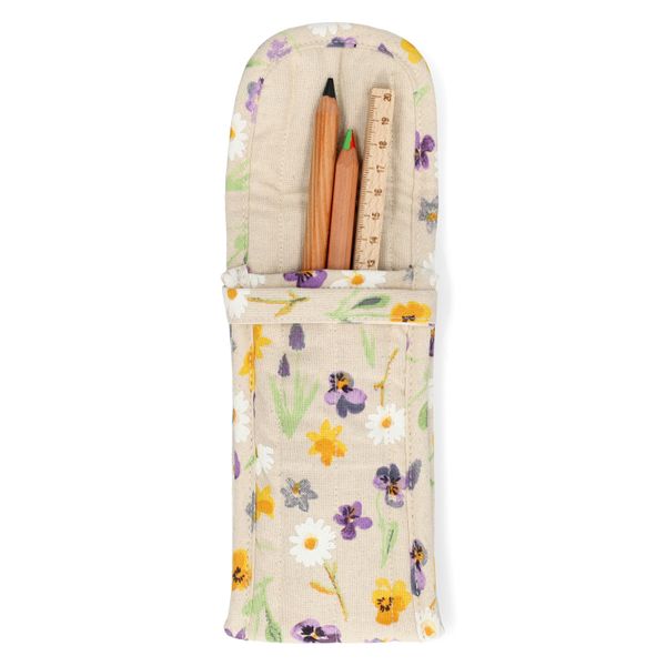Pencil case, GOTS organic cotton, spring flowers