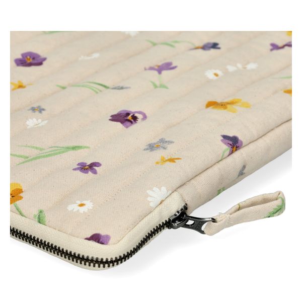 Laptop cover, GOTS organic cotton, spring flowers, 25 cm x 35 cm