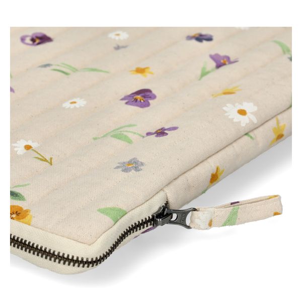 Laptop cover, GOTS organic cotton, spring flowers, 16 inch