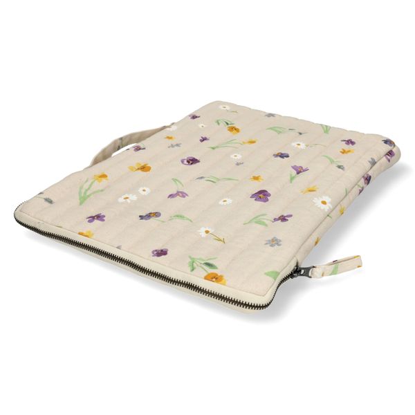 Laptop cover, GOTS organic cotton, spring flowers, 16 inch