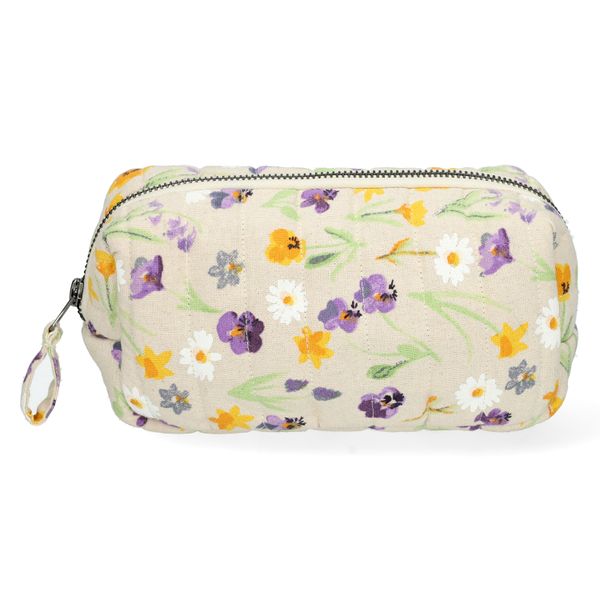 Trousse, coton bio GOTS, fleurs de printemps, 20 x 9 x 7 cm