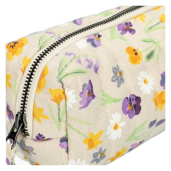 Pencil case, GOTS organic cotton, spring flowers, 9 x 7 cm