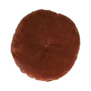 Coussin en velours, coton bio, brun foncé, rond, Ø 40 cm