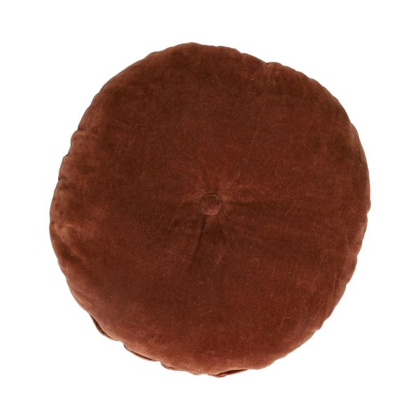 Coussin en velours, coton bio, brun foncé, rond, Ø 40 cm
