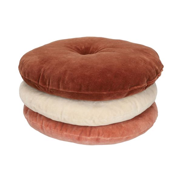 Coussin en velours, coton bio, brun foncé, rond, Ø 40 cm