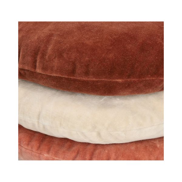 Coussin en velours, coton bio, brun foncé, rond, Ø 40 cm