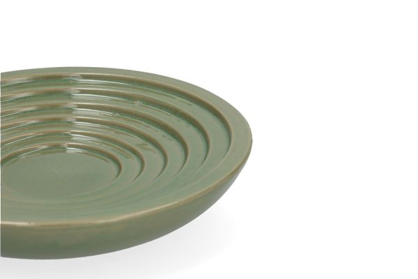 Vogeldrinkschaal, porselein, groen, Ø23 cm