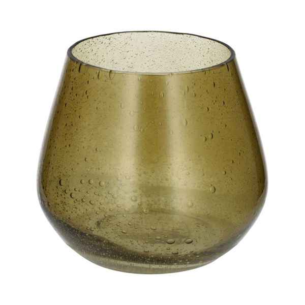 Waxinelichthouder, glas en recycled glas, groen, Ø8 x 8,5 cm