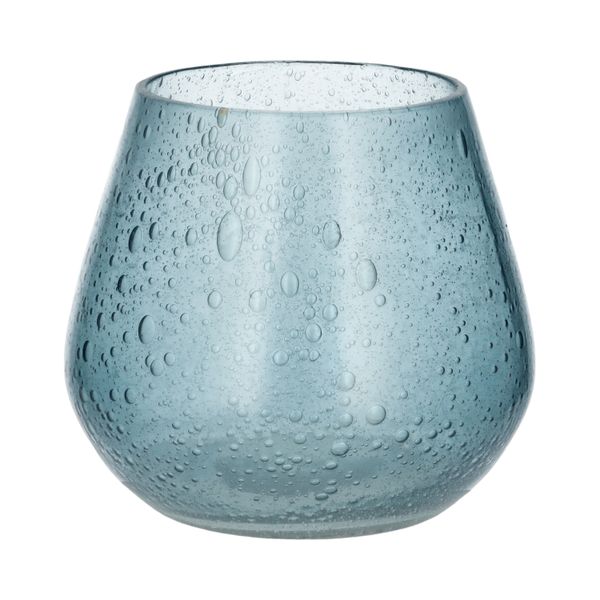 Waxinelichthouder, glas en recycled glas, blauw, Ø8 x 8,5 cm