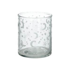 Bougeoir pour bougie chauffe-plat, verre, étoile et lune, Ø7,5 x 6 cm