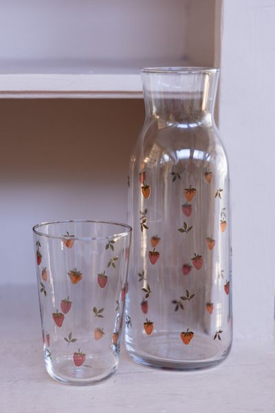 Karaffe, Glas, rote Beeren, 1,2 Liter