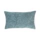Coussin brodé, velours de coton bio, bleu, 50 x 30 cm