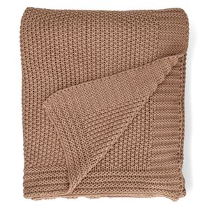 Gebreid plaid, GOTS bio-katoen, roze, 170 x 130 cm