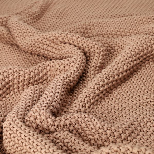 Gebreid plaid, GOTS bio-katoen, roze, 170 x 130 cm