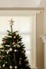 Kerstbal, glas, ui-vorm met takjes en sterren, Ø7 cm