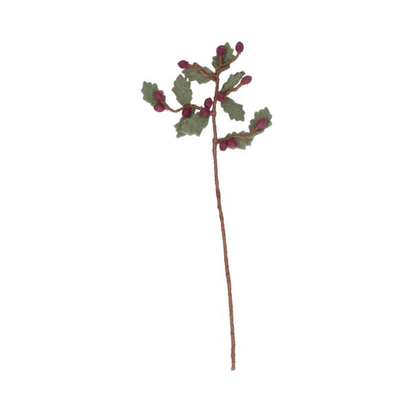 Zweig lila Beeren, Filz, 37 cm