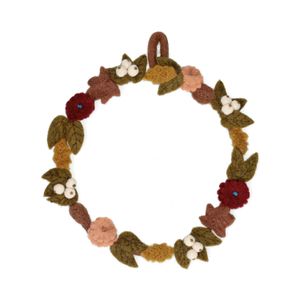 Kranz mit Dahlien und Blättern, Filz, Ø24 cm