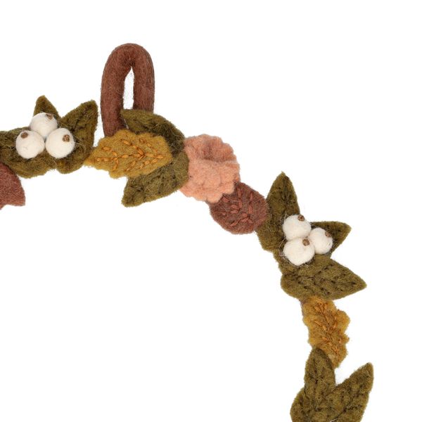 Kranz mit Dahlien und Blättern, Filz, Ø24 cm