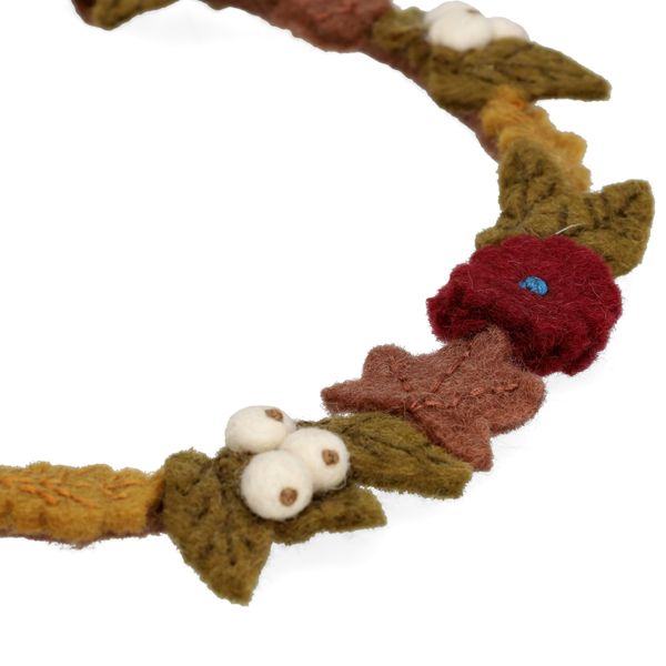 Kranz mit Dahlien und Blättern, Filz, Ø24 cm