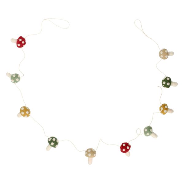 Guirlande, feutrine, champignons, 150 cm