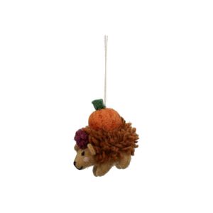 Weihnachtsbaumanhänger, Filz, Igel mit Kürbis