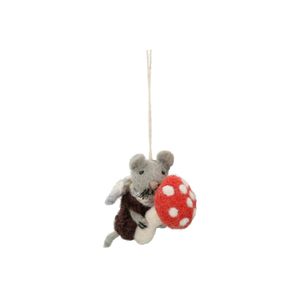 Weihnachtsbaumanhänger, Filz, Maus mit Pilz