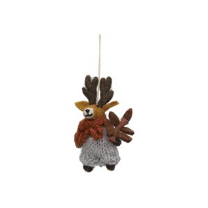 Weihnachtsbaumanhänger, Filz, Rentier mit Zweig