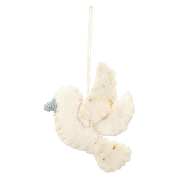Hanger, vilt, duif met bloem, geborduurd