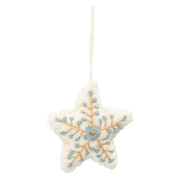Hanger, vilt, witte ster met bloem, geborduurd