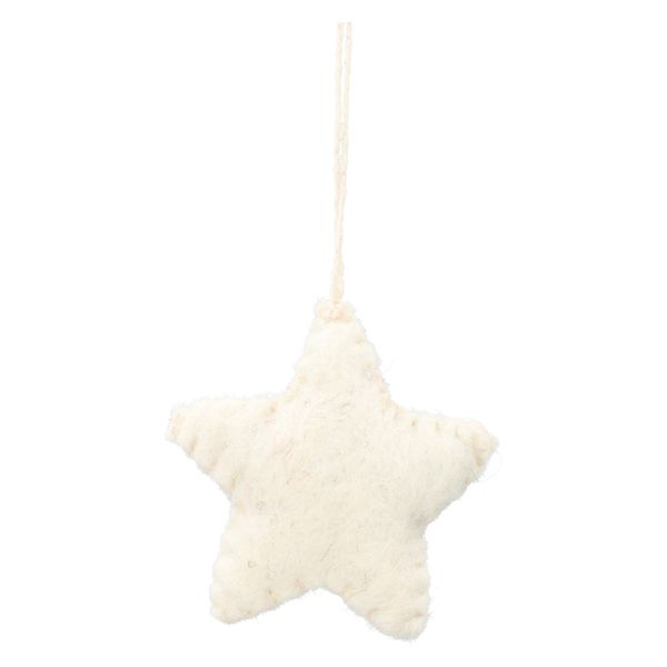 Hanger, vilt, witte ster met bloem, geborduurd