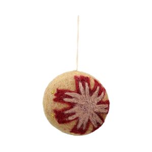 Boule de Noël, fleur rouge, feutrine, sable, Ø6 cm