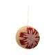 Kerstbal met rode bloem, vilt, zandkleur, Ø6 cm