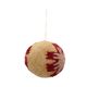 Kerstbal met rode bloem, vilt, zandkleur, Ø6 cm