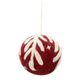 Rode kerstbal met witte tak, vilt, Ø6 cm