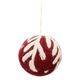 Rode kerstbal met witte tak, vilt, Ø6 cm
