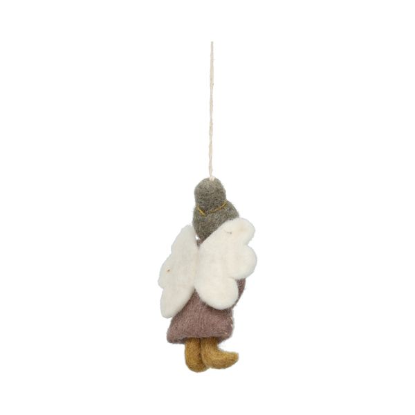 Hanger, vilt, engel met lila jurk en kaars