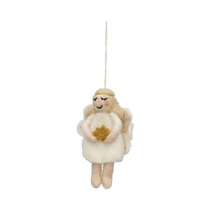 Suspension, feutrine, angelot, robe blanche et étoile