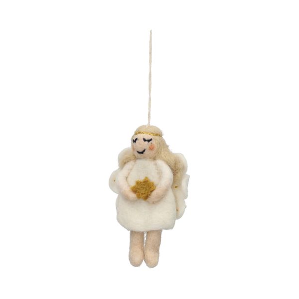 Hanger, vilt, engel met witte jurk en ster