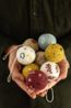 Kerstballen, vilt, met bloem, ster en maan, set van 8, Ø5 cm