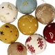 Kerstballen, vilt, met bloem, ster en maan, set van 8, Ø5 cm