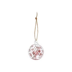 Boule de Noël, verre, baies rouges
